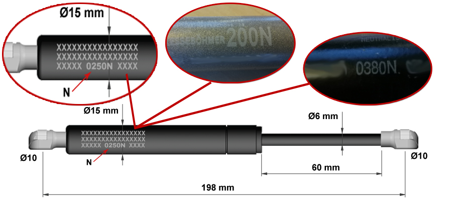  Stabilus Lift-O-Mat Vérin à gaz 350 N gris