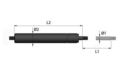Dessin technique - Les ressorts à gaz de traction Dessin technique - Les ressorts à gaz de traction