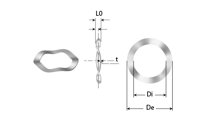 Dessin technique - Rondelles ondulées (3 ondulations)