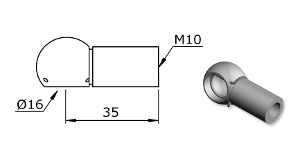 Technical drawing - Endfitting - Ballsocket Technical drawing - Endfitting - Ballsocket